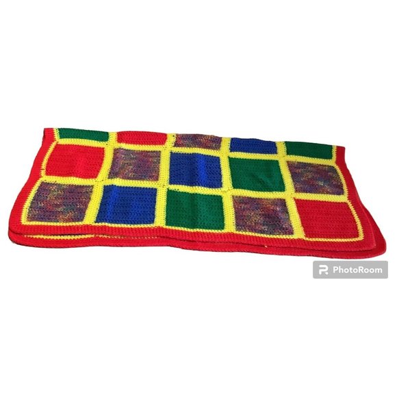 Handmade Crocheted Granny Square Afghan Sofa Throw Retro - Picture 4 of 6